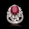 Platinum Diamond & Ruby Cluster Ring