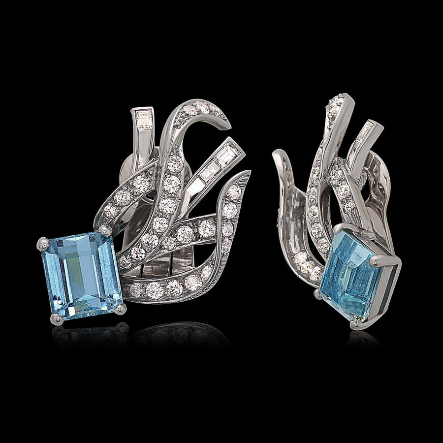Aquamarine & Diamond Serenity Earrings