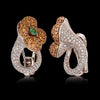 18K White Gold, Diamond, Yellow Sapphire & Emerald Flower Earrings