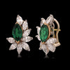 Oscar Heyman & Brothers Emerald & Diamond 18K Yellow Gold and Platinum Earrings