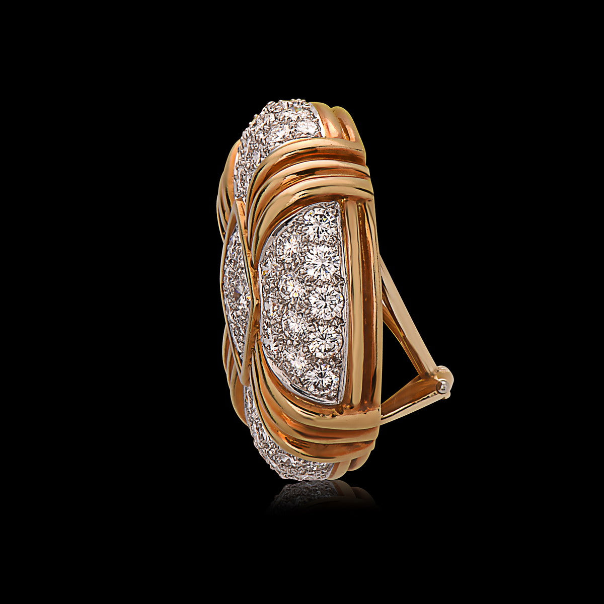 Platinum & 18K Yellow Gold Diamond Earrings