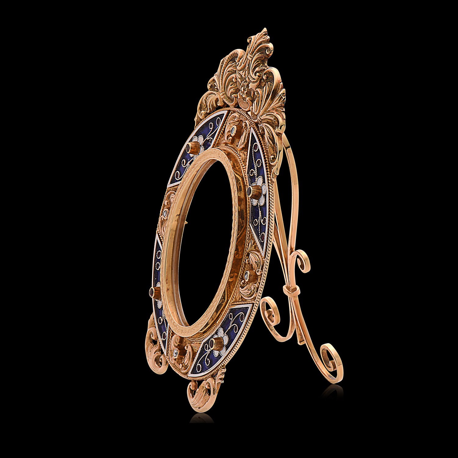 14K Yellow Gold & Enamel Picture Frame