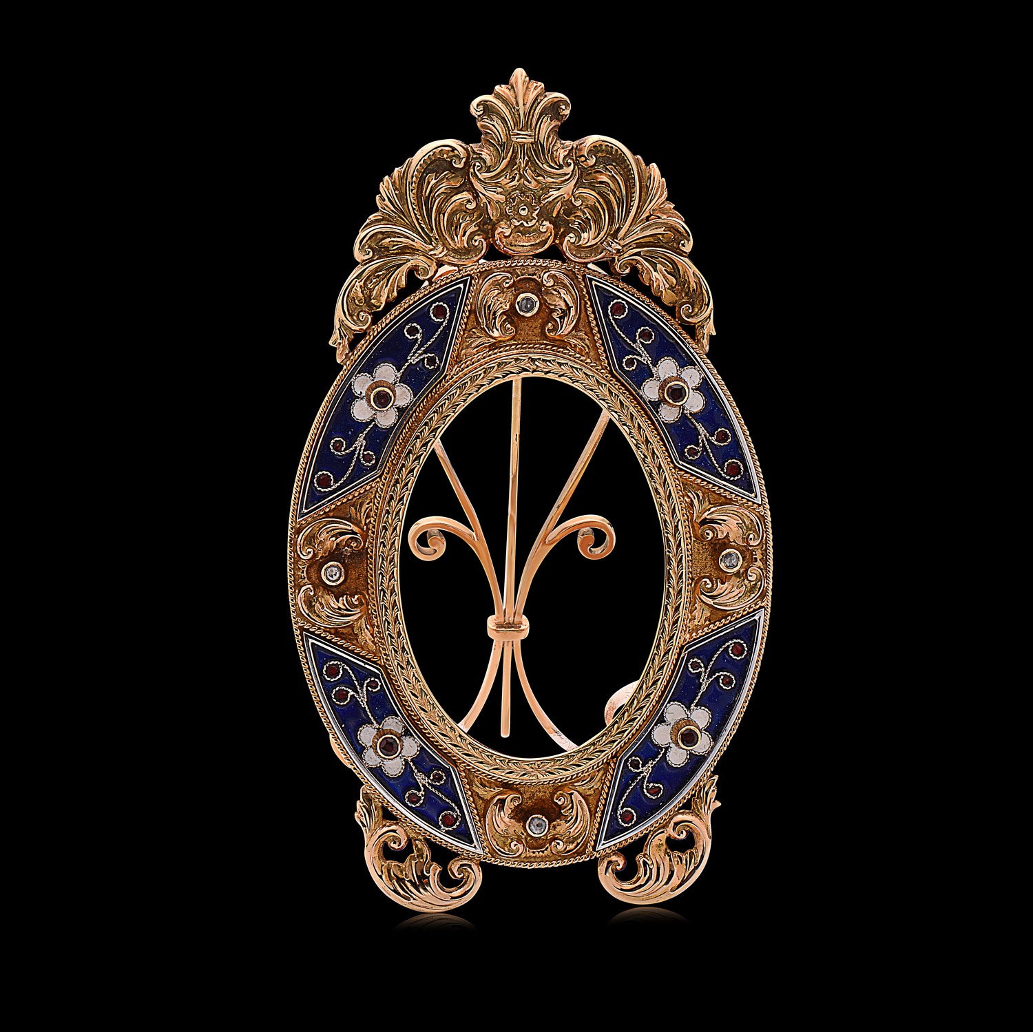 14K Yellow Gold & Enamel Picture Frame