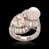 David Webb Natural Pearl and Round Diamond "Toi et Moi" Crossover Ring