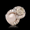 David Webb Natural Pearl and Round Diamond "Toi et Moi" Crossover Ring