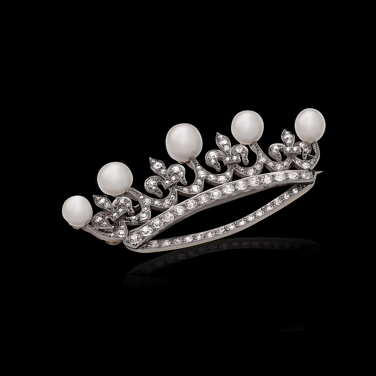Marcus & Co. Vintage Crown Brooch with Natural Pearl