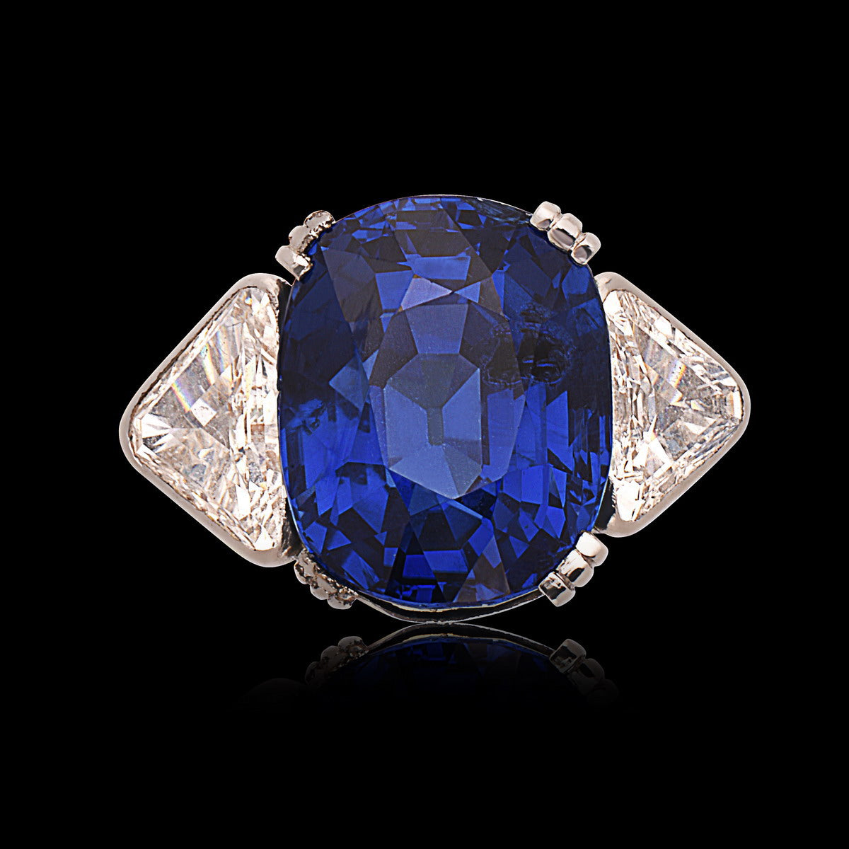 Georges Fouquet Burma No Heat Blue Sapphire & Diamond Platinum