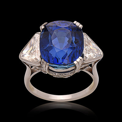 Georges Fouquet Burma No Heat Blue Sapphire & Diamond Platinum Ring