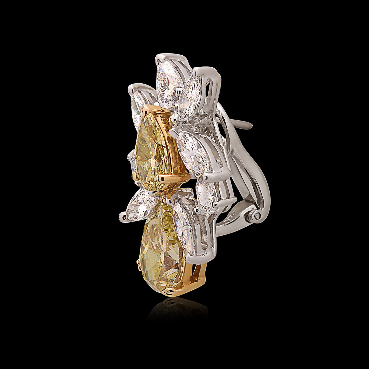 Natural Fancy Intense Yellow Pear Shaped Earrings