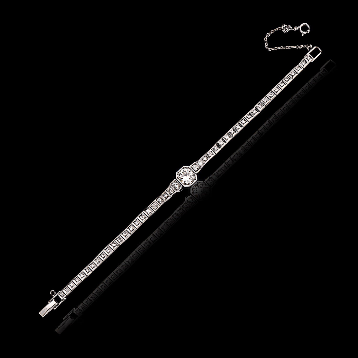 Art Deco Platinum, Diamond and Onyx Bracelet