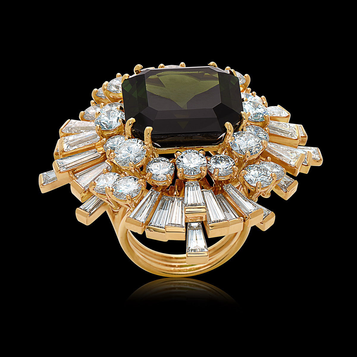 Fred Paris Sapphire Emerald Ruby Diamond Gold Ring