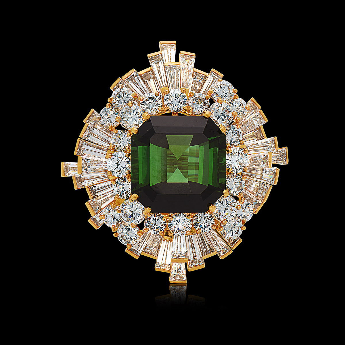 Fred Paris Sapphire Emerald Ruby Diamond Gold Ring