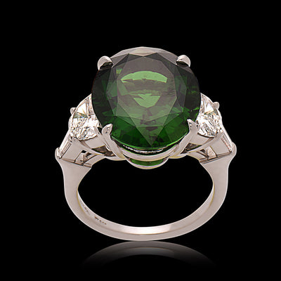 Platinum Diamond & Green Tourmaline Ring by Tiffany & Co