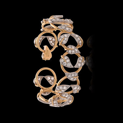 Schlumberger Diamond and two tone gold leaf Bangle/Bracelet